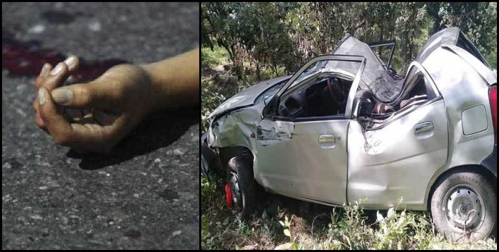 image: Almora Car falls in ditch one died