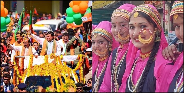 image: CM Dhami did road show in Chamoli district.