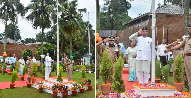 image: CM Dhami hoisted the flag at CM residence on the occasion of 75th anniversary of independence