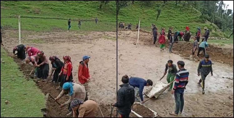 image: Villagers built a playground in chamoli